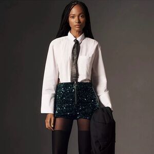 NWT Maeve by Anthropologie Green Sequin Zip Shorts Size 14